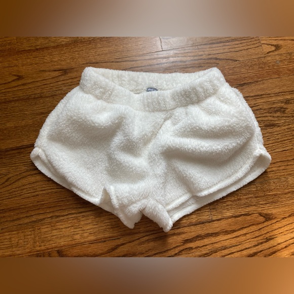 Aerie forever 21 fuzzy sherpa plush fleece cream white shorts - Picture 2 of 11